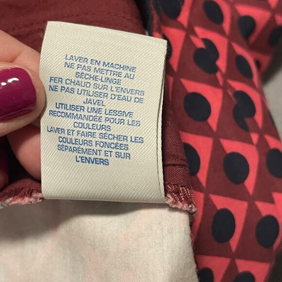 Boden Pants Womens 10R Red Black Geometric Print Stretch Cotton Casual Trousers - Picture 7 of 10